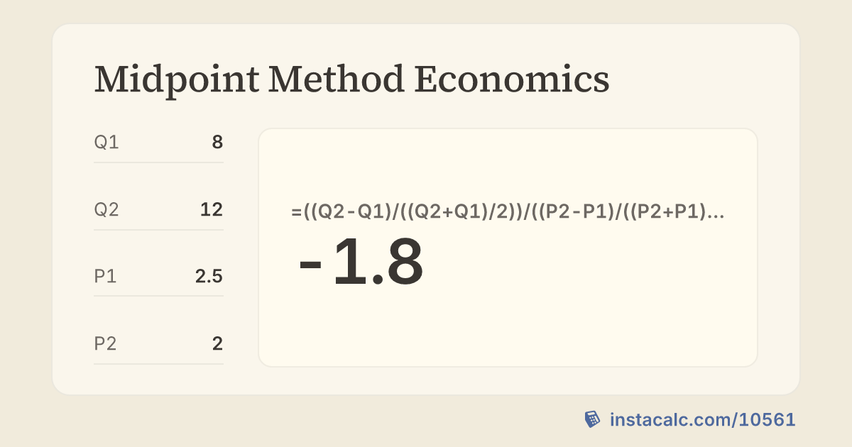 Midpoint Method Economics Calculator - InstaCalc