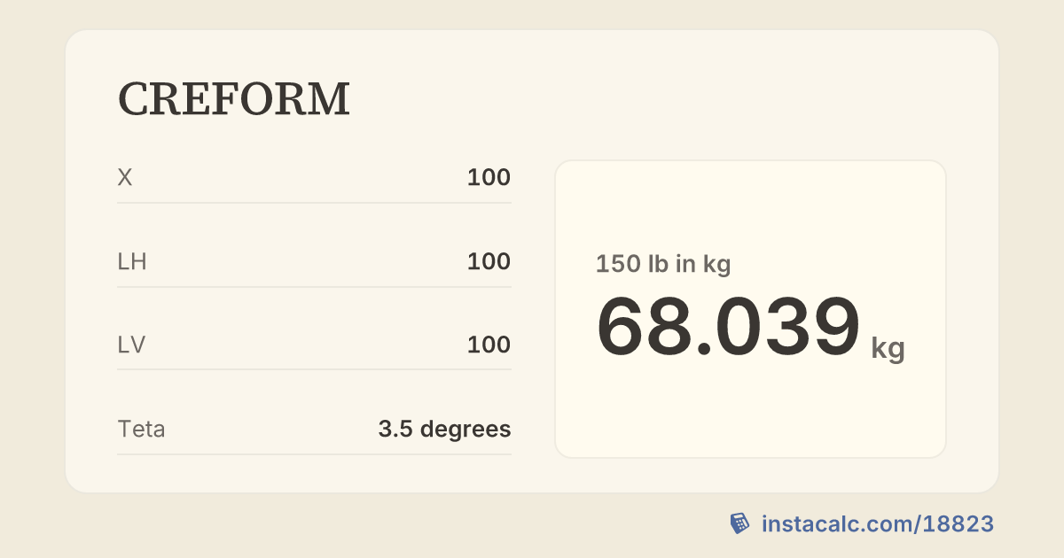 CREFORM Calculator - InstaCalc