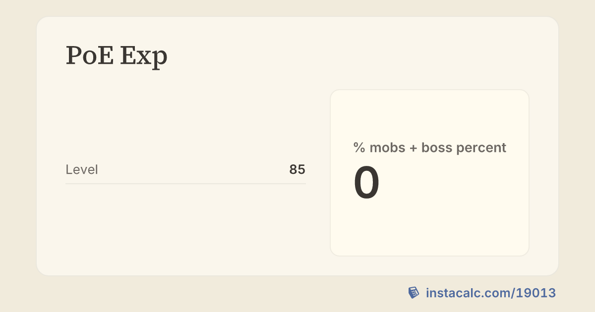 PoE Exp Calculator - InstaCalc