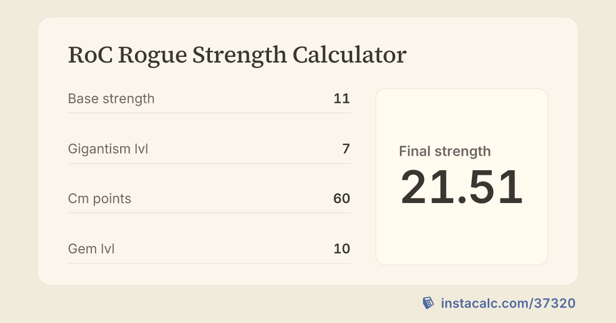 RoC Rogue Strength Calculator - InstaCalc