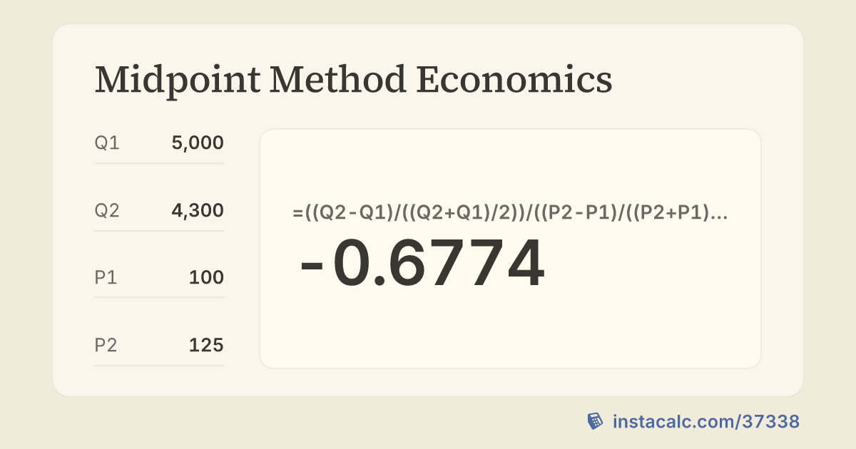 Midpoint Method Economics Calculator - InstaCalc