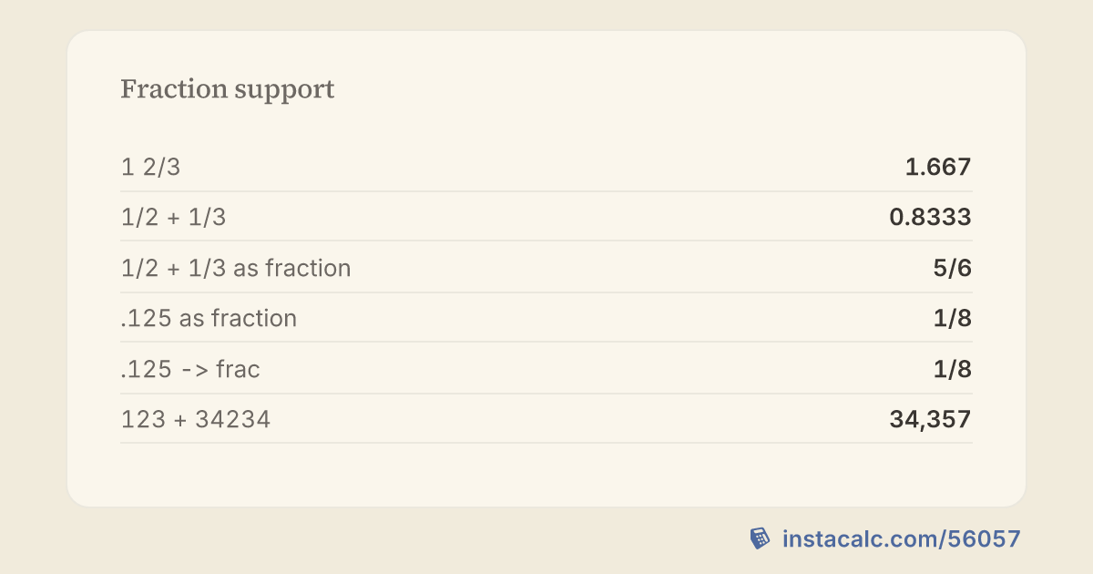 Fraction support - InstaCalc