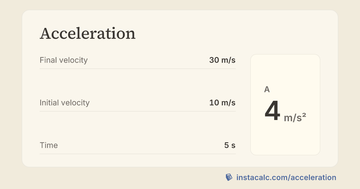 Acceleration Calculator - InstaCalc