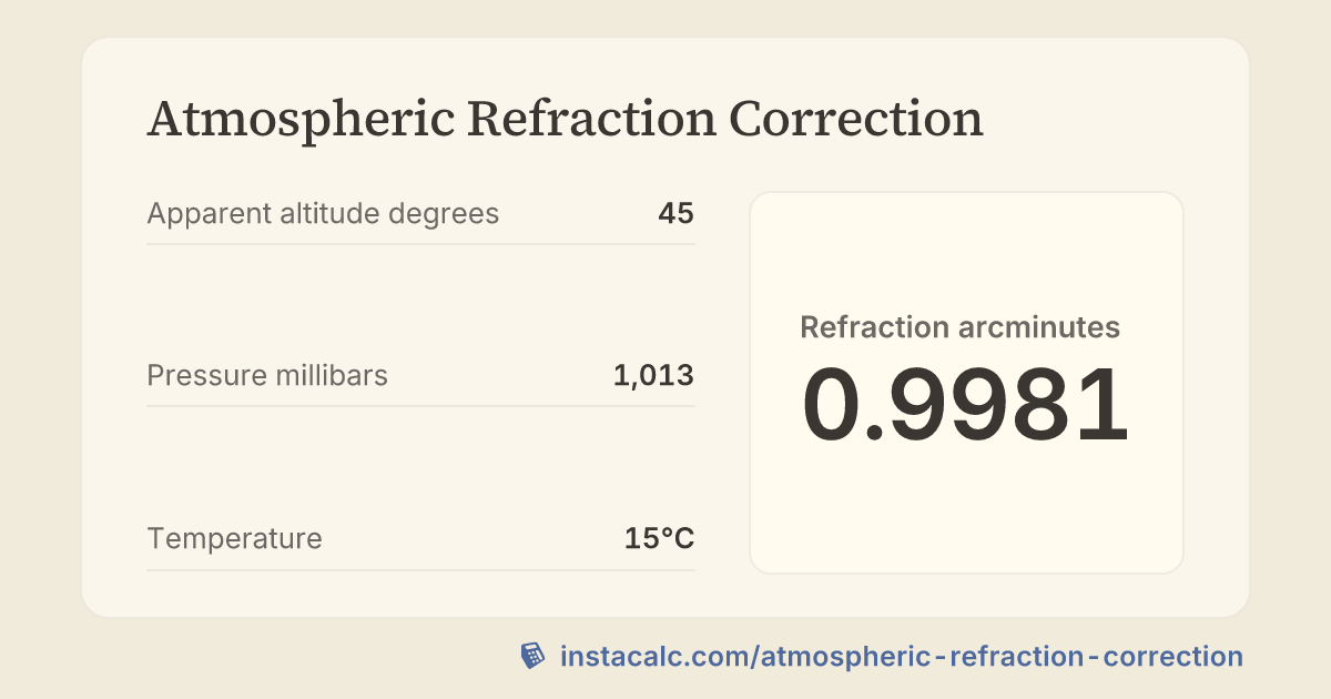 Atmospheric Refraction Correction Calculator - InstaCalc