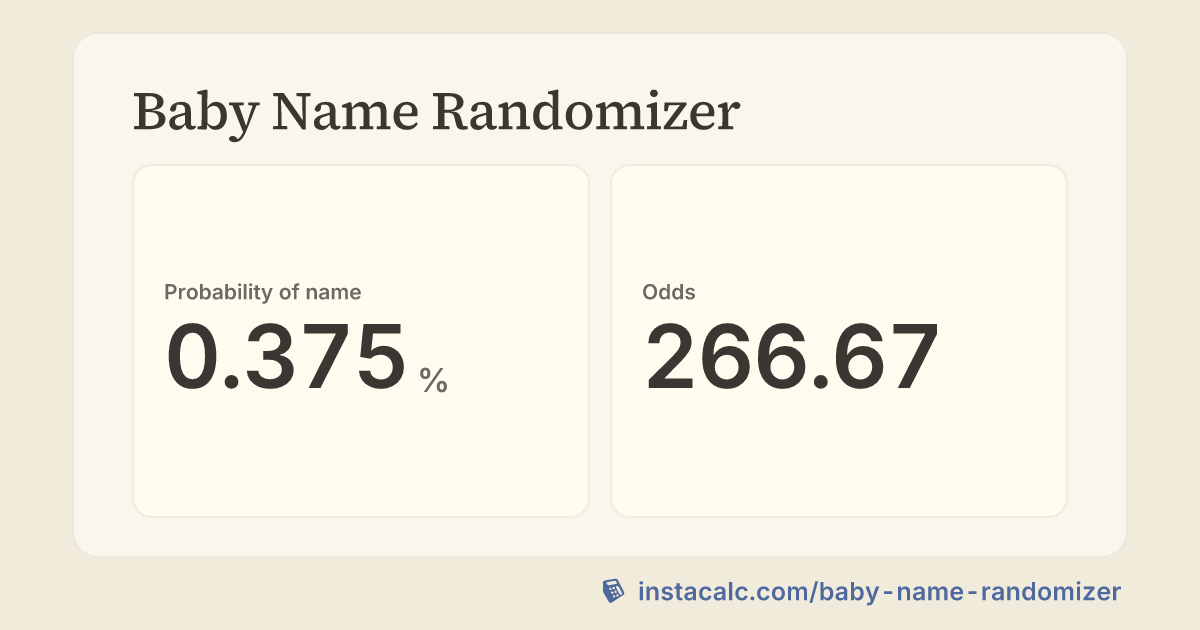 Baby Name Randomizer Calculator - InstaCalc