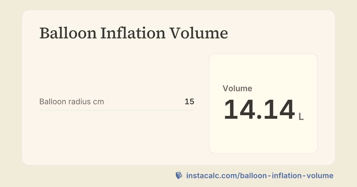 Balloon Inflation Volume Calculator - InstaCalc