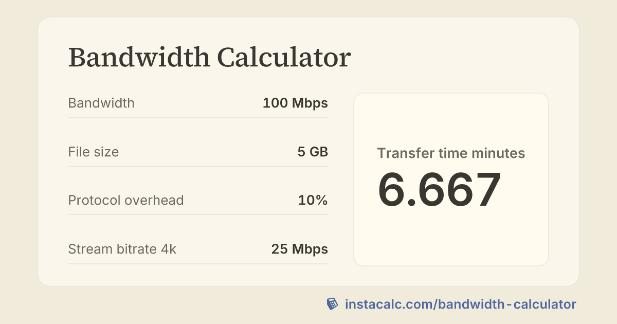 Bandwidth Calculator - InstaCalc