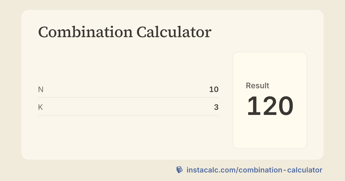 Combination Calculator - InstaCalc