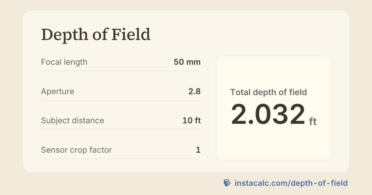 Depth of Field Calculator - InstaCalc