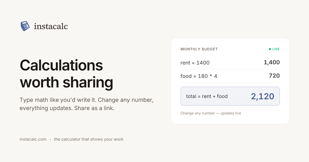 Free Online Calculator - InstaCalc