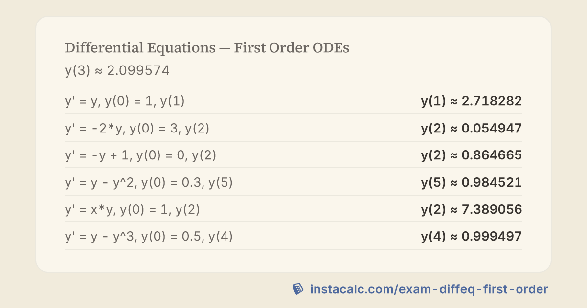 Differential Equations — First Order ODEs - InstaCalc