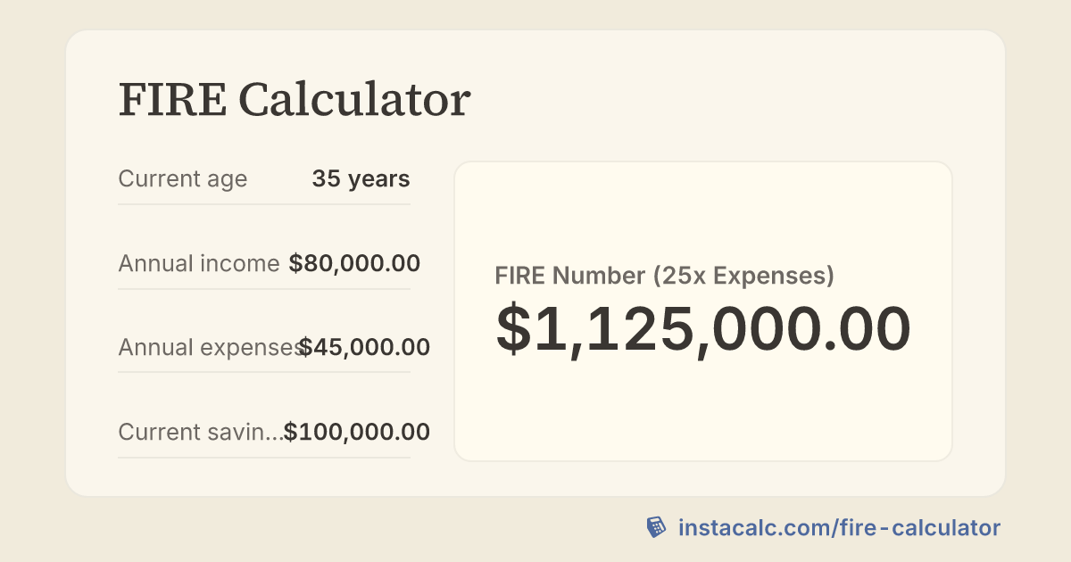 FIRE Calculator - InstaCalc