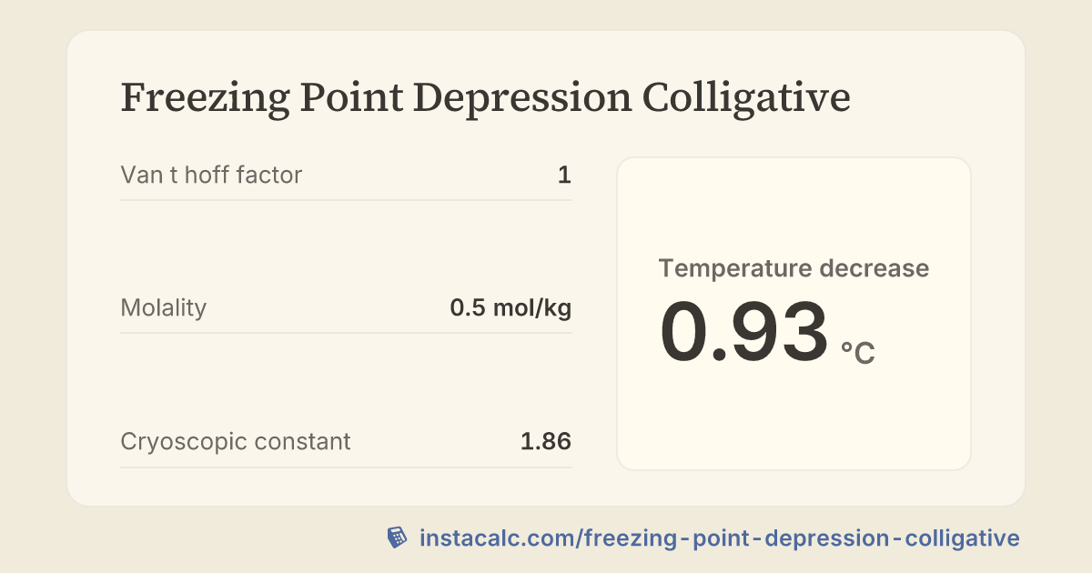 Freezing Point Depression Colligative Calculator - InstaCalc