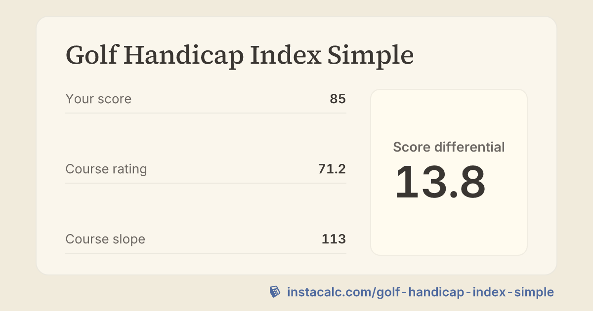 Golf Handicap Index Simple Calculator - InstaCalc