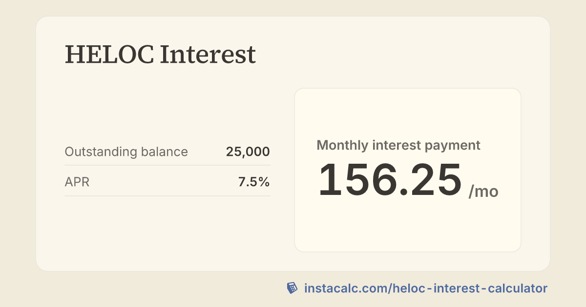 HELOC Interest Calculator - InstaCalc