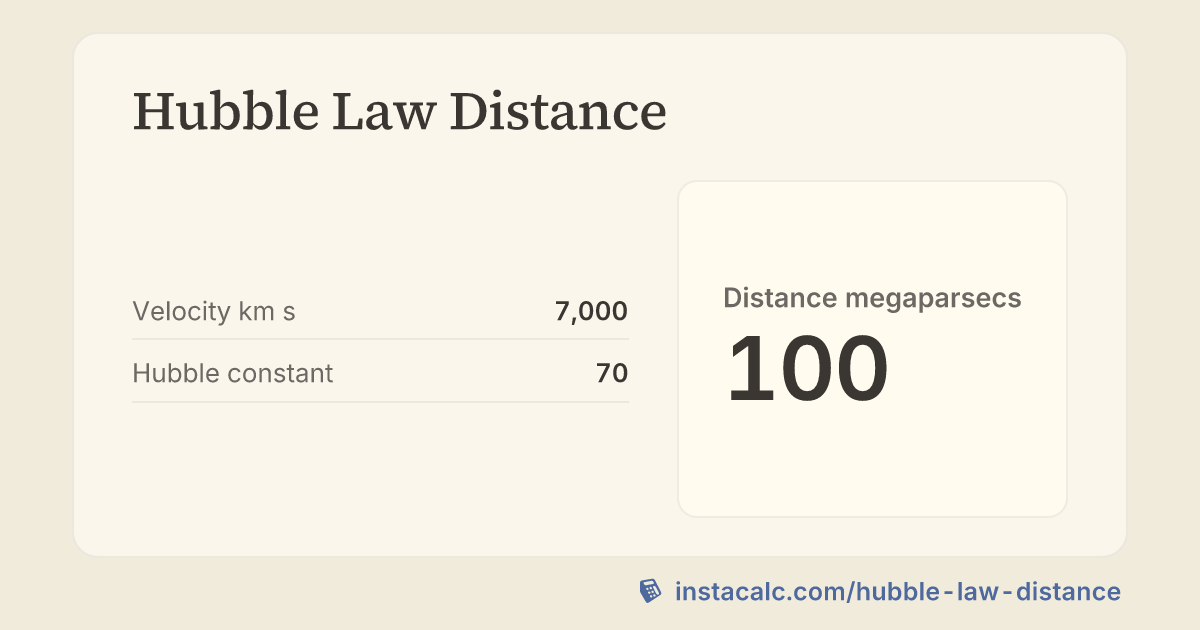 Hubble Law Distance Calculator - InstaCalc