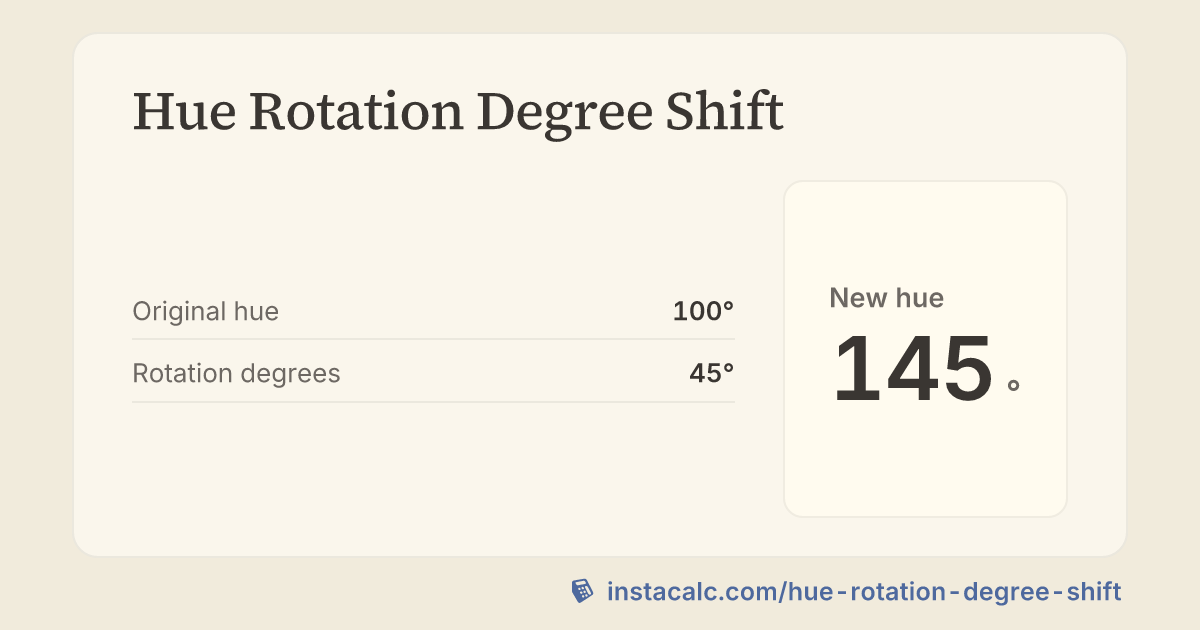 Hue Rotation Degree Shift Calculator - InstaCalc