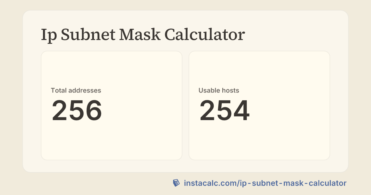 Ip Subnet Mask Calculator - InstaCalc