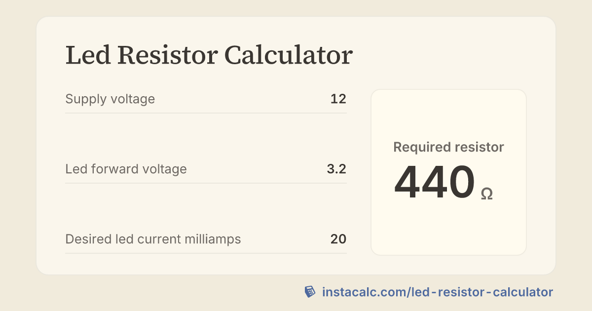 Led Resistor Calculator - InstaCalc