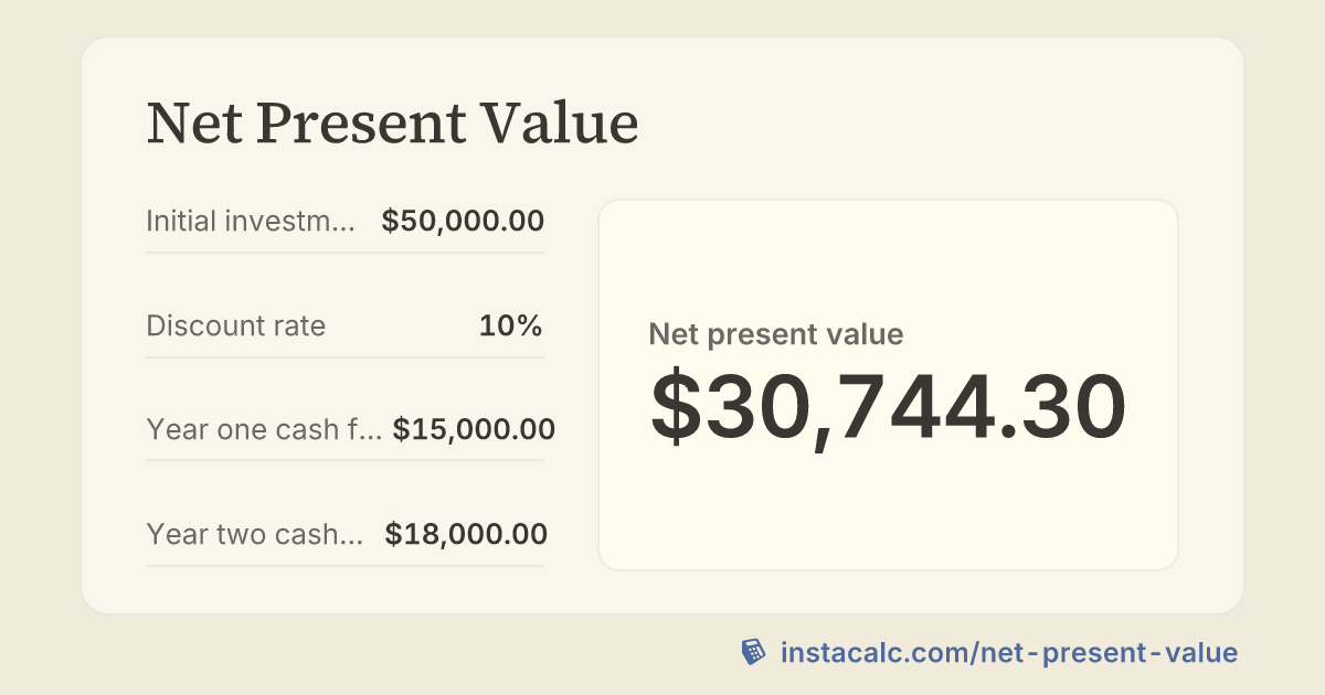 Net Present Value Calculator - InstaCalc