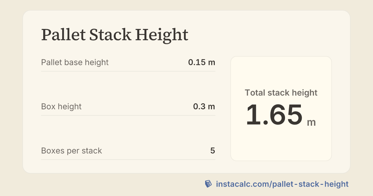 Pallet Stack Height Calculator - InstaCalc
