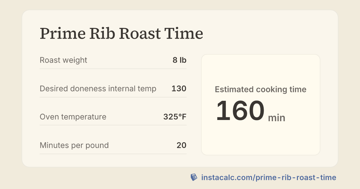 Prime Rib Roast Time Calculator - InstaCalc