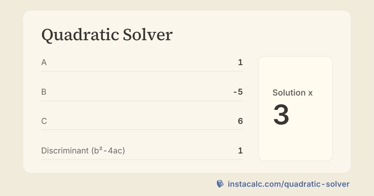 Quadratic Solver Calculator - InstaCalc