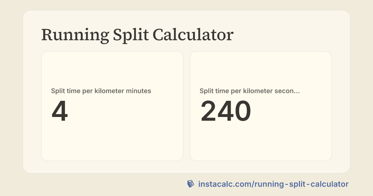 Running Split Calculator - InstaCalc