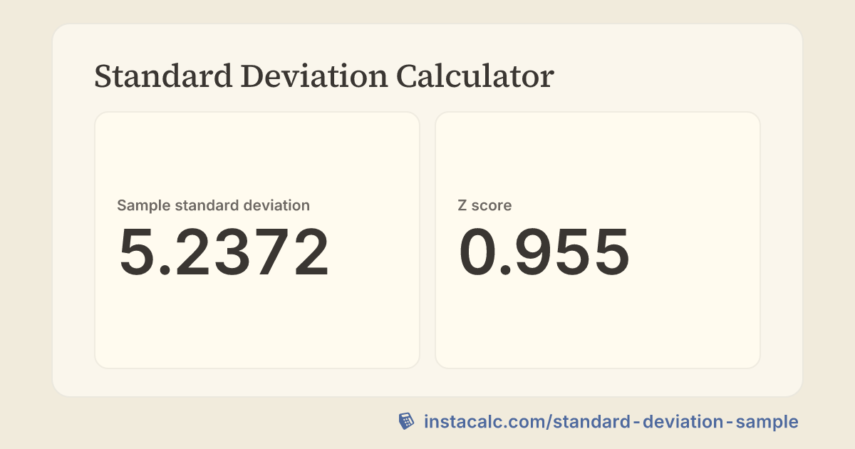 Standard Deviation Sample Calculator - InstaCalc