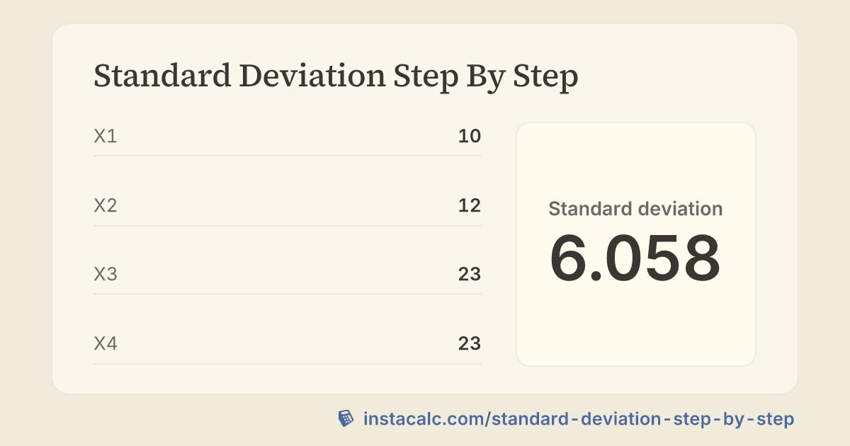 Standard Deviation Step By Step Calculator - InstaCalc
