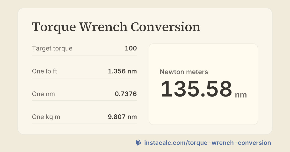 Torque Wrench Conversion - InstaCalc