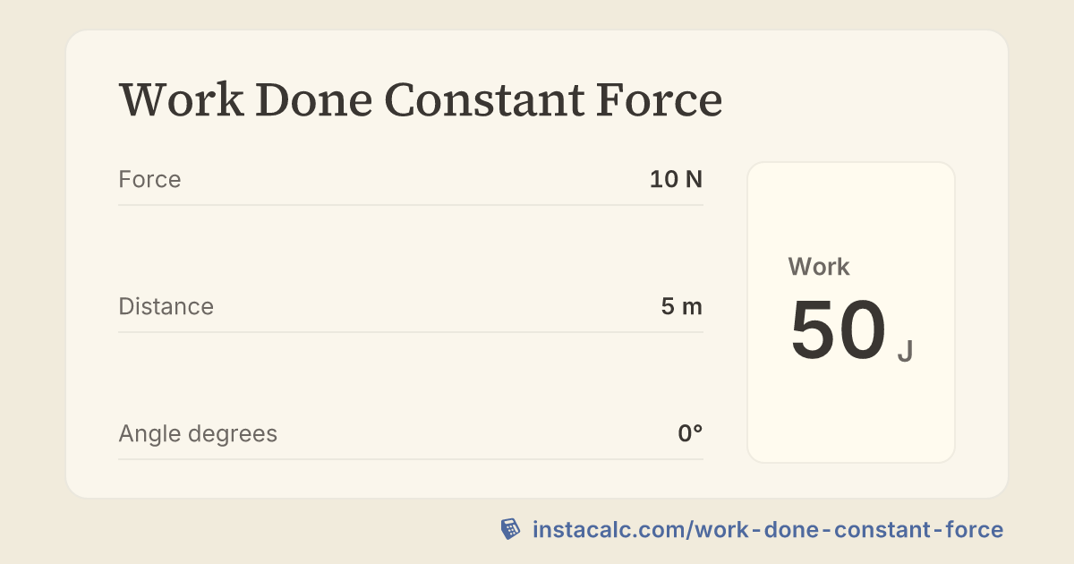 Work Done Constant Force Calculator - InstaCalc